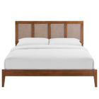 Modway - Sirocco Rotin et bois Lit plateforme Queen, Noyer-8