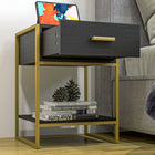 HOMCOM - Table de nuit avec tiroir et étagère - noir - lot de 2-Couleurs : Noir, Or 