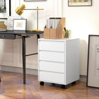 HOMCOM - Classeur à 4 tiroirs pour documents format lettre/A4 avec roulettes verrouillables - blanc-Structure stable en MDF adaptée à une utilisation quotidienne 
