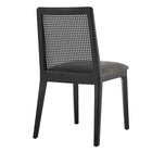 Modway - Monarch Bois et rotin Fauteuil d’appoint de salle à manger - Noir Noir Gris-7