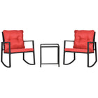 Outsunny - ensemble bistro à bascule 3 pièces - rouge-Ensemble de 3 pièces, 2 fauteuils à bascule et 1 table d’appoint 
