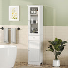 Kleankin - Armoire de rangement avec plusieurs étagères et tiroir - blanc-Deux étagères réglables à 3 niveaux pour un rangement flexible 