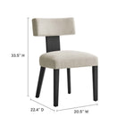 Modway - Nalani Tissu tapis Chaises de salle à manger Ensemble de 2 - Tissage à bruyère Ivoire noir-Pieds en bois massif et soutien pour le dos
