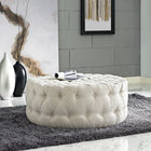 Modway - Amour Tissu rembourré Ottoman - Beige-Affichage de boutons à touffe entourage