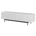 Hudson&Canal - Meuble TV Whitman pour téléviseurs jusqu'à 75" - Blanc-Le dessus a une capacité de poids de 75 lb, la zone de rangement intérieure peut contenir 45 lb dans chaque section