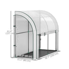 Outsunny - Serre adossée 10 pi x 3 pi x 5 pi avec barrière anti-mauvaises herbes, blanc- La bâche résistante aux UV évite les brûlures dues aux UV et prolonge la durée de vie
