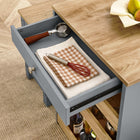 Modway - Galley 3 pièces Îlot de cuisine et ensemble de tabouret, Gris chêne-Tabourets carrés