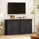 HOMCOM - Buffet 31,5 po L - armoire latérale - grain de bois noir-Le tiroir glisse en douceur et silencieusement pour des matins paisibles ou des soirées détendues 