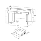 Monarch Specialties - 7360 Bureau 48 po L - Taupe Fonce/Metal Noir-Base en métal noir au design angulaire pour un attrait moderne et distinctif