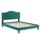 Modway - Juniper Chenal Touffé Performance Velvet Lit de plateforme complet, Sarcelle-Lit de plateforme complet