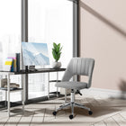 Vinsetto - Chaise de bureau pivotante sans accoudoirs - grise-Forme coquille avec surpiqûres pour un look décontracté et élégant