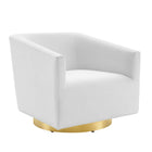 Modway - Twist Salon Accent Performance Velvet Chaise pivotante - Or Blanc-Fauteuil pivotant moderne pour salon d’accent
