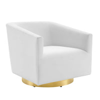 Modway - Twist Salon Accent Performance Velvet Chaise pivotante - Or Blanc-Fauteuil pivotant moderne pour salon d’accent