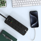 ShoppingAll - Huntkey parasurtenseur multiprise avec 6 prises et 2 ports USB – 4 pi – noir-Jusqu’à 1080 joules de protection contre les surtensions pour aider à protéger les appareils contre les pointes de tension, avec interrupteur de surcharge qui coupe l’alimentation lorsque la charge externe est trop élevée