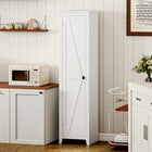 HOMCOM - Armoire de cuisine garde-manger 67 po avec porte de grange - blanc-Deux étagères réglables à 3 niveaux offrent un rangement flexible 