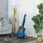 Soozier - Guitare Acoustique Électrique Classique Taille Réelle 38 Po, Finition Brillante Premium Avec Cordes - Bleu-Fabriqué en bouleau massif et contreplaqué de tilleul 