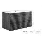 Modway - Render Support mural de 36" Vanette de salle de bain - Blanc charbon-Conception murale