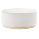 Modway - Tilden Gros velours rond de performance de 38" Rembourré Ottoman - Albâtre naturel-Revêtement en velours de performance