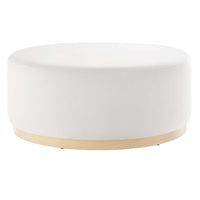 Modway - Tilden Gros velours rond de performance de 38" Rembourré Ottoman - Albâtre naturel-Revêtement en velours de performance