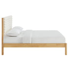 Modway - Olea Bois massif Boucle à touffes de canal Lit de plateforme King, Feather Oak-Lattes de bois solides