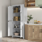 HOMCOM - Garde-manger de cuisine autoportant 72 po et buffet - blanc-Quatre portes magnétiques sont faciles à ouvrir et à fermer 