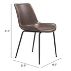 Zuo - Byron Chaise de salle à manger - Brun - Ensemble de 2-Garantie limitée de 3 ans