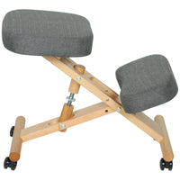 HOMCOM - Chaise ergonomique à posture agenouillée avec roues - gris foncé-Encourage une colonne vertébrale droite pour une posture naturelle, soulageant la tension sur votre dos 