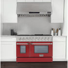 Kucht - 48 po Série KDF Cuisinière Pro Style à double combustible - Acier inoxydable/Rouge-Dimensions du produit 27,75 po L x 48 po L x 36 po H