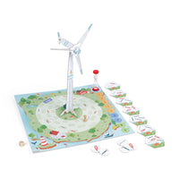 Janod - Jeu coopératif de construction d'éoliennes du WWF-Soyez stratégique et déplacez votre pièce pour récupérer les bons outils et aider vos partenaires de chantier à construire l'éolienne le plus rapidement possible.