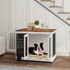 PawHut - meuble cage pour chien 39 po, table d’appoint pour grands chiens avec tableau noir-Trois portes offrent des options d’accès et de placement polyvalentes 
