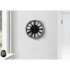 Monarch Specialties - Horloge - 16 po Rond - Horloge Murale - Argent - Noir - Transitionnel-Horloge analogique facile à lire, avec des chiffres romains sur un fond de style squelette, et mouvement à quartz pour une mesure précise de l'heure