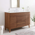 Modway - Render 48" Vanité de salle de bain à un seul lavabo - Blanc noyer-MDF et panneau de particules