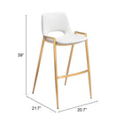 Zuo - Desi Tabouret de bar - Blanc/Or - Ensemble de 2-6