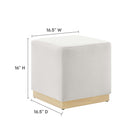 Modway - Tilden Velous de performance carré 17" Rembourré Ottoman - Albâtre naturel-Tissu résistant aux taches