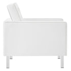 Modway - Loft Touffe Cuir végane Fauteuil - Blanc argenté-Rembourrage en mousse dense