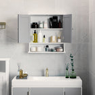 Kleankin - Armoire à pharmacie avec miroir - gris-Armoire à deux portes et étagère inférieure pour ranger et exposer les essentiels du quotidien 