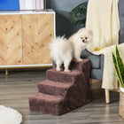 PawHut - Escalier pour animaux à 4 marches, escalier pour chat, pour grimper sur le lit - brun-Housse amovible pour un lavage facile à la main ou en machine 