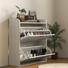 HOMCOM - Meuble à chaussures étroit avec 2 tiroirs basculants - chêne blanc-Design étroit adapté aux petites entrées pour un gain de place 