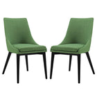 Modway - Viscount Tissu Fauteuil d’appoint de salle à manger Ensemble de 2 - Kelly Green-Pattes en caoutchouc noir