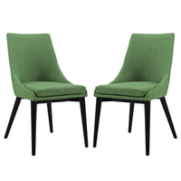 Modway - Viscount Tissu Fauteuil d’appoint de salle à manger Ensemble de 2 - Kelly Green-Pattes en caoutchouc noir