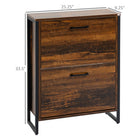 HOMCOM - Armoire à chaussures rustique avec 2 portes rabattables, séparateur et étagère ouverte - brun rustique-Le dessus plat de l’armoire offre un espace supplémentaire pour exposer et poser des objets