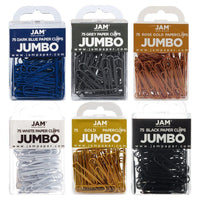 JAM Paper - Trombones jumbo colourés - grands 2 po - assortiment professionnel - 6 paquets de 75-Couleurs : Or, Or Rosé, Noir, Blanc, Gris, Bleu Foncé
