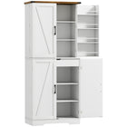 HOMCOM - Armoire de garde-manger de cuisine style ferme 72 po - blanc-Deux armoires, huit étagères de porte et un tiroir offrent un vaste espace de rangement 