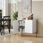 HOMCOM - Buffet moderne 31,5 po L avec portes rainurées - blanc-Structure en panneaux de particules et MDF avec surface en mélamine pour un nettoyage facile 