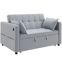 HOMCOM - Canapé-lit gigogne avec port USB et dossier réglable - gris clair-Le design 3-en-1 se transforme de canapé en lit ou en fauteuil inclinable, avec deux coussins pour plus de confort 