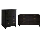 Manhattan Comfort - Granville commode moderne et double commode - noir - ensemble de 2-Commode de chambre à coucher au style moderne contemporain avec une touche de glamour comprenant 1 chiffonnier et 1 commode double