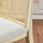 Modway - Monarch Bois et rotin Tabouret de bar - Ivoire blanc ancien tissé naturel à bruyère-Siège rembourré en tissu