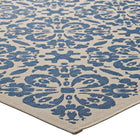 Modway - Ariana Treillis floraux vintage à l’intérieur et à l’extérieur Tapis 9 pi l x 12 pi L - Bleu et beige-Haute densité / Tissé à la machine
