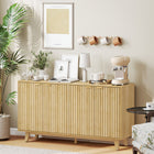 HOMCOM - Buffet moderne 55,1 po L avec rangement - bois naturel-Deux étagères réglables sur cinq niveaux offrent des options de rangement personnalisables 