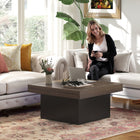 HOMCOM - Table basse carrée avec éclairage LED - noyer-Plateau finition noyer associé à une base noire, rehaussant le style de votre maison